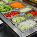 Salad bar with vegetables in the restaurant, healthy food Royalty Free Stock Photo