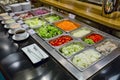 Salad bar with vegetables in the restaurant, healthy food Royalty Free Stock Photo