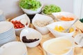 Salad bar with vegetables in the restaurant, healthy food. Royalty Free Stock Photo