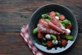 Salad basil with ham