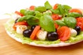 Salad with basil, mozzarella, olives and tomato Royalty Free Stock Photo