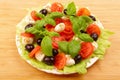 Salad with basil, mozzarella, olives and tomato Royalty Free Stock Photo