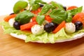 Salad with basil, mozzarella, olives and tomato Royalty Free Stock Photo