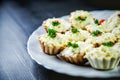 Salad in baskets, baskets for food