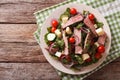 Salad with beef steak, cheese and vegetables dressed with chimic Royalty Free Stock Photo