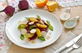 Salad with beet, oranges and a mozzarella