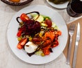 Salad with beetroot, greens and fresh cheese