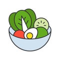 Salad in bowl, food and gastronomy set, filled outline icon