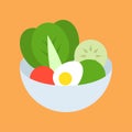 Salad in bowl, food and gastronomy set, flat icon