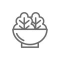 Salad bowl line vector icon