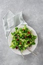 Salad bowl mache leaves baked tomatoes concrete background top view Royalty Free Stock Photo