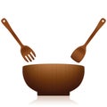 Salad Bowl Servers Kitchen Tools Dark Wood Royalty Free Stock Photo