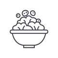 Salad bowl vector line icon, sign, illustration on background, editable strokes