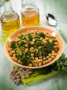 Salad with broccoli anche chickpeas, selective focus