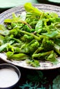 Salad with broccoli; asparagus,green pea Royalty Free Stock Photo