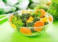 Salad with broccoli, carrot, pumpkin and parsley