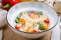 Salad caesar with shrimps Royalty Free Stock Photo