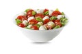 Salad caprese with mozzarella, tomato and basil leaves Royalty Free Stock Photo