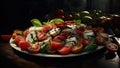 Salad Caprese with tomato, mozzarella and basil