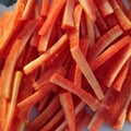 For salad carrots are cut into strips. Carrots are rich in vitamin A,which is good for eyes health