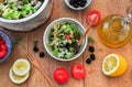 Salad with cheese and crotons with fresh ingredients Royalty Free Stock Photo