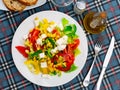 Salad with cheese, tomato, peppers, and corn Royalty Free Stock Photo