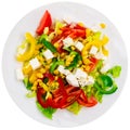 Salad with cheese, tomato, peppers, and corn Royalty Free Stock Photo