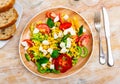 Salad with cheese, tomato, peppers, and corn Royalty Free Stock Photo