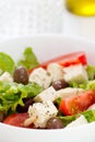 Salad cheese with vegetables in white bowl Royalty Free Stock Photo