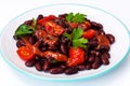 Salad with cherry tomatoes and red beans in spicy tomato sauce Royalty Free Stock Photo