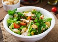 Salad with chicken breast, arugula, lettuce and tomato. Royalty Free Stock Photo