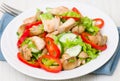 Salad with chicken, mushrooms and vegetables
