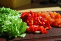 Salad and chopped paprika