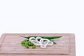 Salad on chopping board side view Royalty Free Stock Photo