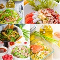 Salad collage composition nested on frame Royalty Free Stock Photo