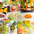 Salad collage composition nested on frame Royalty Free Stock Photo