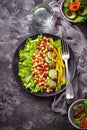 Salad with cucumber, pepper, pomegranate chick-pea Royalty Free Stock Photo