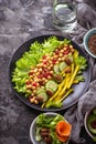Salad with cucumber, pepper, pomegranate chick-pea Royalty Free Stock Photo