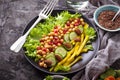 Salad with cucumber, pepper, pomegranate chick-pea Royalty Free Stock Photo