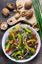 Salad with curly kale and walnuts