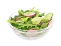 Salad from cut cucumbers, garden radish and