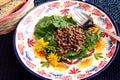 Salad of dandelion and lentils