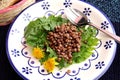 Salad of dandelion and lentils