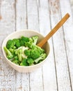 Salad in a deep bowl, broccoli, pepper and apple Royalty Free Stock Photo