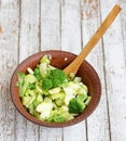 Salad in a deep bowl, broccoli, pepper and apple Royalty Free Stock Photo