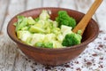 Salad in a deep bowl, broccoli, pepper and apple Royalty Free Stock Photo