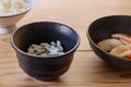 Salad dressed with tofu sesame and Hijiki seaweed in the bowl