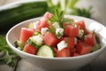 A Refreshing Summer Delight with Tangy Feta Cheese. (Generative AI)