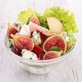 Salad with fig, cheese and ham Royalty Free Stock Photo