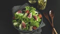 Salad with figs cheese and tomatoes, vegetable dish